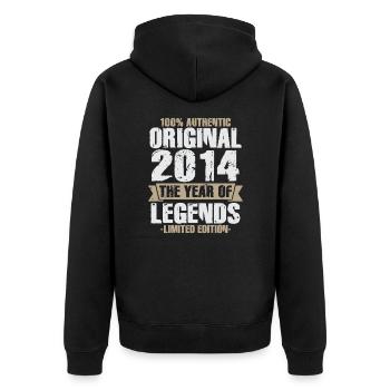 Legende 2014 Original Jahrgang Geburtstagsgeschenk - Unisex Premium Bio Zip Hoodie - Schwarz - Hinten - Nico (187cm)