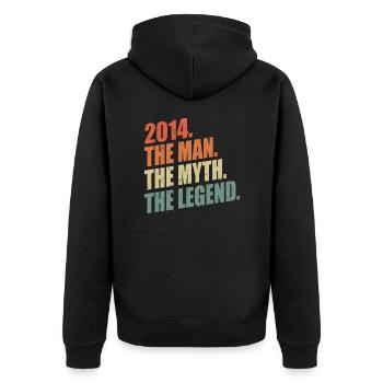 2014 Mann Mythos Legende Jahrgang Geburtstag - Veste à capuche bio Premium Unisexe - noir - Dos - Nico (187cm)