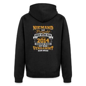 2014 Geburtsjahr Geburtstag Geschenk Geboren Retro - Unisex Premium Bio Zip Hoodie - Schwarz - Hinten - Nico (187cm)