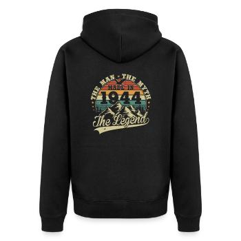 Jahrgang 1944 Geboren Geburtstags Geschenk - Unisex Premium Bio Zip Hoodie - Schwarz - Hinten - Nico (187cm)