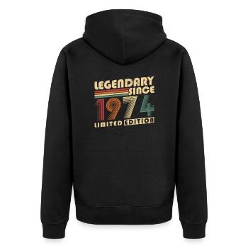 Legendary Since 1974 Vintage Birthday Gift - Unisex Premium Organic Zip Hoodie - black - Back - Nico (187cm)