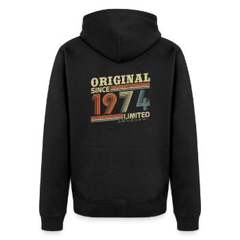 Original depuis 1974 Vintage cadeau d’anniversaire - Veste à capuche bio Premium Unisexe - noir - Dos - Nico (187cm)