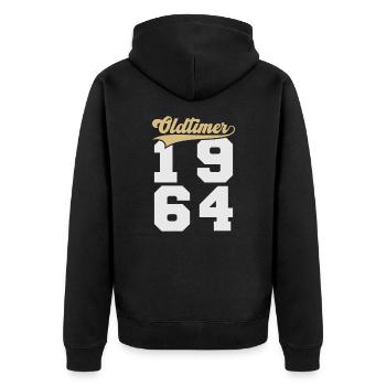 Oldtimer 1964 - Unisex Premium Organic Zip Hoodie - black - Back - Nico (187cm)