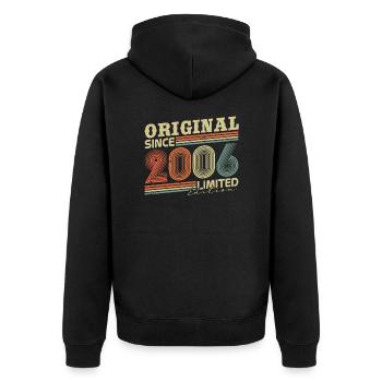Original Since 2006 Vintage Birthday Gift - Unisex Premium Organic Zip Hoodie - black - Back - Nico (187cm)
