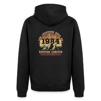 Vintage April 1984 Retro Birthday Gift - Unisex Premium Organic Zip Hoodie - black - Back - Nico (187cm)