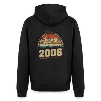 Vintage 2006 Vintage Cadeau D’anniversaire Rétro - Veste à capuche bio Premium Unisexe - noir - Dos - Nico (187cm)