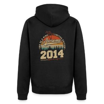 Jahrgang 2014 Vintage Geburtstag Geschenk Retro - Unisex Premium Bio Zip Hoodie - Schwarz - Hinten - Nico (187cm)