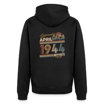 Legendary Since April 1944 Gift Birthday - Unisex Premium Organic Zip Hoodie - black - Back - Nico (187cm)