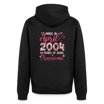Avril 2004 Cadeau Anniversaire 20 Ans Pour Filles - Veste à capuche bio Premium Unisexe - noir - Dos - Nico (187cm)