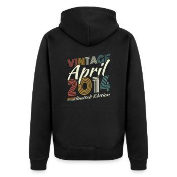 April 2014 Vintage Retro Geburtstagsgeschenk - Unisex Premium Bio Zip Hoodie - Schwarz - Hinten - Nico (187cm)