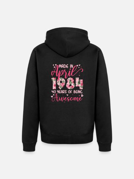 Avril 1984 Cadeau Anniversaire 40 Ans Pour Femme - Premium økologisk unisex-hættejakke - sort