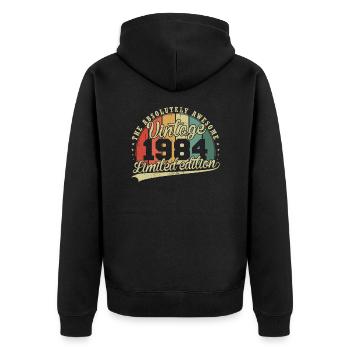 Great Since 1984 Vintage Vintage 1984 Gift - Unisex Premium Organic Zip Hoodie - black - Back - Nico (187cm)