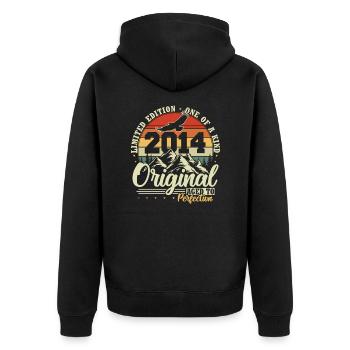 Original 2014 Jahrgang Retro Geburtstag Geschenk - Unisex Premium Bio Zip Hoodie - Schwarz - Hinten - Nico (187cm)