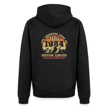 Vintage May 1984 Retro Birthday Gift - Unisex Premium Organic Zip Hoodie - black - Back - Nico (187cm)