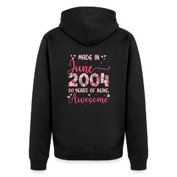 Juin 2004 Cadeau Anniversaire 20 Ans Pour Femme - Veste à capuche bio Premium Unisexe - noir - Dos - Nico (187cm)
