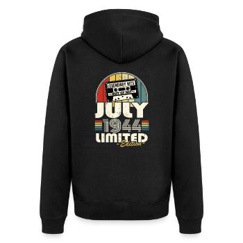 Legendary since July 1944 Vintage Retro Birthday - Unisex Premium Organic Zip Hoodie - black - Back - Nico (187cm)