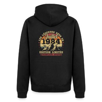 Vintage July 1984 Retro Birthday Gift - Unisex Premium Organic Zip Hoodie - black - Back - Nico (187cm)