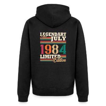 Vintage 1984 Juillet Cadeau Anniversaire Rétro - Veste à capuche bio Premium Unisexe - noir - Dos - Nico (187cm)