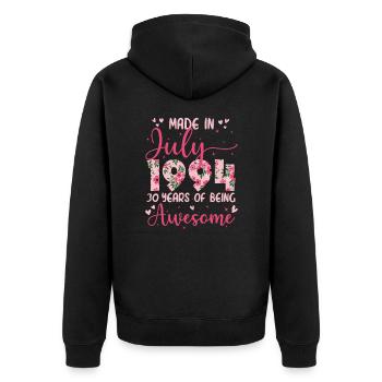 Juli 1994 Geschenk zum 30-jährigen Jubiläum für Frauen - Unisex Premium Bio Zip Hoodie - Schwarz - Hinten - Nico (187cm)