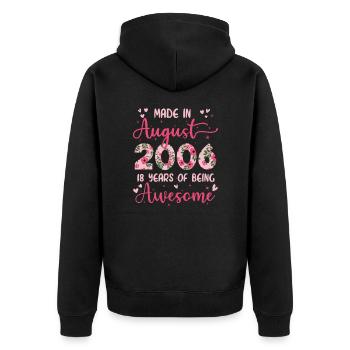 August 2006 18th Birthday Gift For Girl - Unisex Premium Organic Zip Hoodie - black - Back - Nico (187cm)