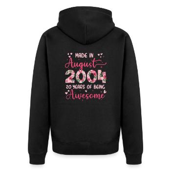 Août 2004 Cadeau Anniversaire 20 Ans Pour fille - Veste à capuche bio Premium Unisexe - noir - Dos - Nico (187cm)