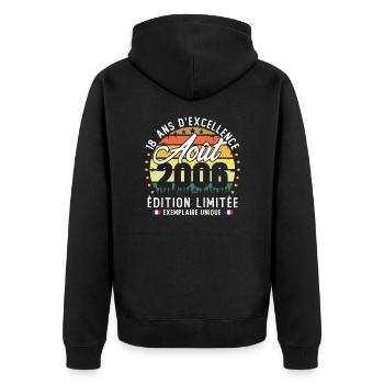 August 2006 Vintage 18 Year Anniversary Gift - Unisex Premium Organic Zip Hoodie - black - Back - Nico (187cm)