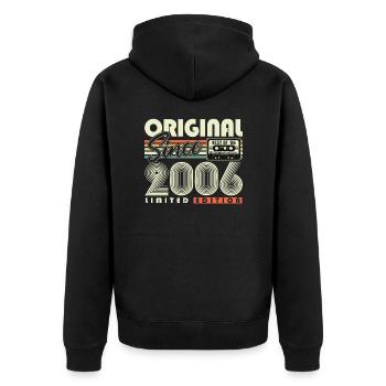 Original Since 2006 Vintage Birthday Gift - Unisex Premium Organic Zip Hoodie - black - Back - Nico (187cm)