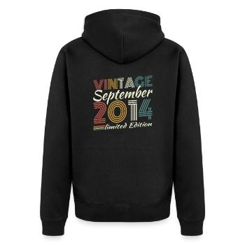 September 2014 Vintage Retro Geburtstagsgeschenk - Unisex Premium Bio Zip Hoodie - Schwarz - Hinten - Nico (187cm)