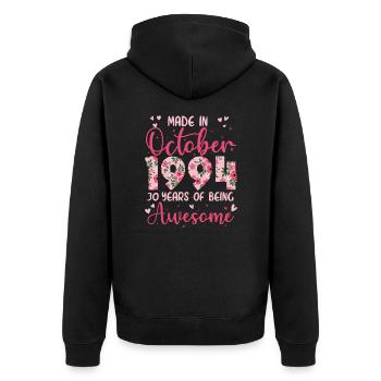 Oktober 1994 30-jähriges Jubiläum der Frauen - Unisex Premium Bio Zip Hoodie - Schwarz - Hinten - Nico (187cm)