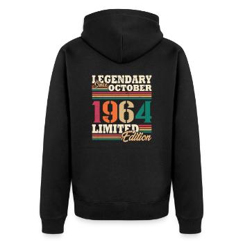 Vintage 1964 Octobre Cadeau Anniversaire Rétro - Veste à capuche bio Premium Unisexe - noir - Dos - Nico (187cm)