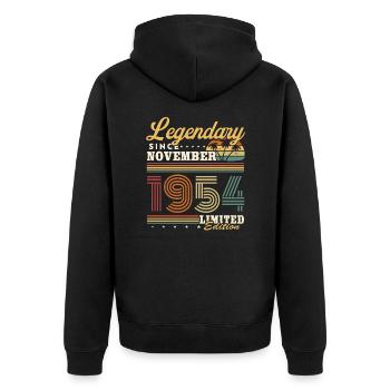Legendary since November 1954 Vintage Birthday - Unisex Premium Organic Zip Hoodie - black - Back - Nico (187cm)