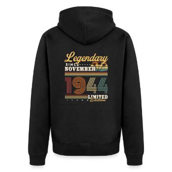 Legendary since November 1944 vintage birthday - Unisex Premium Organic Zip Hoodie - black - Back - Nico (187cm)