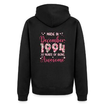 Dezember 1994 30-jähriges Jubiläum der Frauen - Unisex Premium Bio Zip Hoodie - Schwarz - Hinten - Nico (187cm)