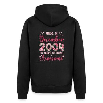 December 2004 Girls' 20th Birthday - Unisex Premium Organic Zip Hoodie - black - Back - Nico (187cm)