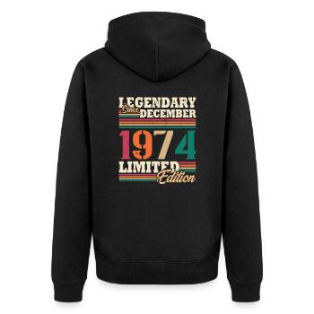 Vintage 1974 Décembre Cadeau Anniversaire Rétro - Veste à capuche bio Premium Unisexe - noir - Dos - Nico (187cm)