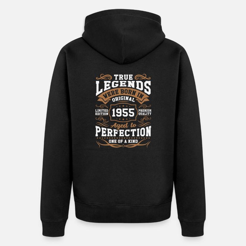 Légendes nées en 1955 - Veste à capuche bio Premium Unisexe - noir