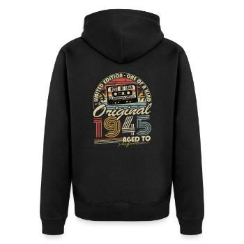 Original 1945 Vintage Cadeau d’anniversaire Rétro - Veste à capuche bio Premium Unisexe - noir - Dos - Nico (187cm)