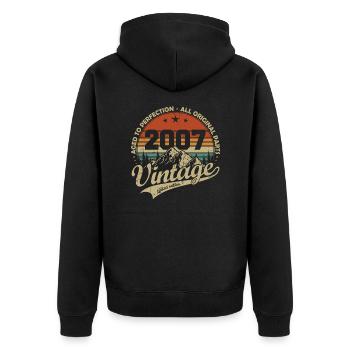 Vintage 2007 Retro Vintage Birthday Gift - Unisex Premium Organic Zip Hoodie - black - Back - Nico (187cm)