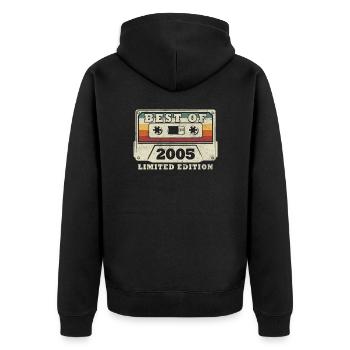 Jahrgang 2005 Retro Vintage Kassette Geburtstag - Unisex Premium Bio Zip Hoodie - Schwarz - Hinten - Nico (187cm)