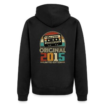 Original 2015 10e Anniversaire Cadeau Vintage - Unisex Premium Organic Zip Hoodie - black - Back - Nico (187cm)