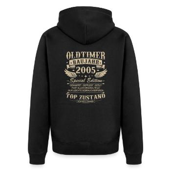 Oldtimer Baujahr 2005 Jahrgang Geburtstag Geschenk - Unisex Premium Bio Zip Hoodie - Schwarz - Hinten - Nico (187cm)