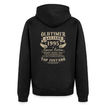 Oldtimer Baujahr 1995 Jahrgang Geburtstag Geschenk - Unisex Premium Bio Zip Hoodie - Schwarz - Hinten - Nico (187cm)