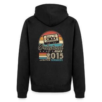 Original depuis 2015 Vintage Cadeau Anniversaire - Veste à capuche bio Premium Unisexe - noir - Dos - Nico (187cm)