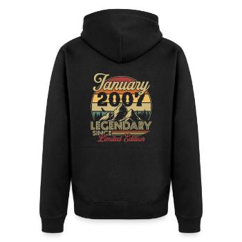 Vintage Retro January 2007 Birthday Gift - Unisex Premium Organic Zip Hoodie - black - Back - Nico (187cm)