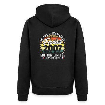 February 2007 Vintage 18 Year Anniversary Gift - Unisex Premium Organic Zip Hoodie - black - Back - Nico (187cm)