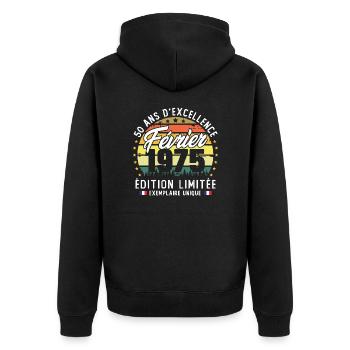 February 1975 Vintage 50 Year Anniversary Gift - Unisex Premium Organic Zip Hoodie - black - Back - Nico (187cm)