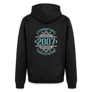 Vintage February 2007 Retro Birthday Gift - Unisex Premium Organic Zip Hoodie - black - Back - Nico (187cm)