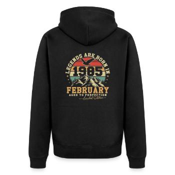 Février 1985 Vintage Anniversaire 1985 Cadeau - Veste à capuche bio Premium Unisexe - noir - Dos - Nico (187cm)