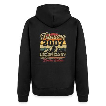 Vintage Retro February 2007 Birthday Gift - Unisex Premium Organic Zip Hoodie - black - Back - Nico (187cm)