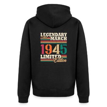 Vintage 1945 Mars Cadeau Anniversaire Rétro - Veste à capuche bio Premium Unisexe - noir - Dos - Nico (187cm)